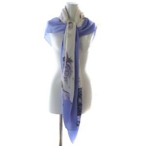 エルメス ラ ロゼ スカーフ ホワイト ブルー