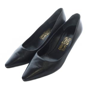 パンプス ポインテッドトゥ ハイヒール レザー 8 25.5cm 黒 ブラック /RI OS
