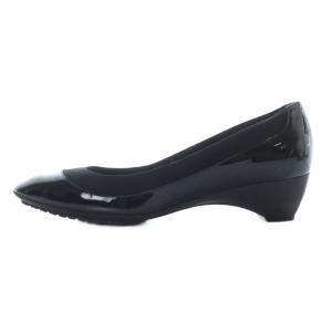 Salvatore Ferragamo パンプス エナメル ローヒール 8 25.5cm 黒 ブラック /RI OS