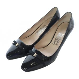 パンプス ポインテッドトゥ ハイヒール ヴァラ エナメル 8.5 26cm 黒 ブラック /RI OS