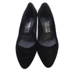Salvatore Ferragamo スエード パンプス 8 黒 ブラック /SR27