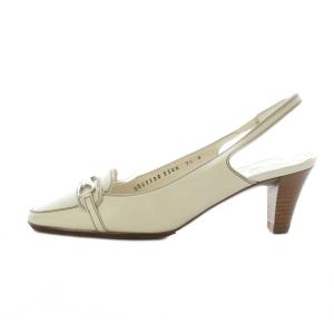 Salvatore Ferragamo パンプス サンダル スリングバック ストラップ ガンチーニ レザー 7.5 25cm 白 ホワイト アイボリー