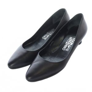 パンプス ポインテッドトゥ レザー 8 25.5cm 黒 ブラック /RI OS