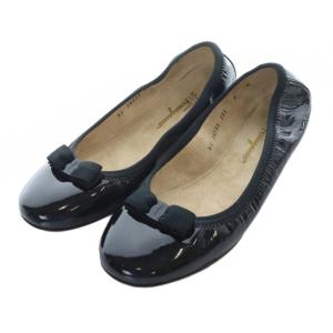 パンプス フラット ローヒール ヴァラ エナメル 8 25.5cm 黒 ブラック /RI OS