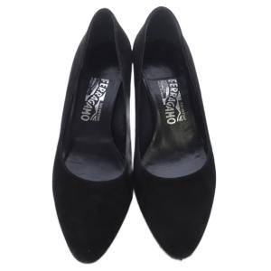 Salvatore Ferragamo スエード パンプス 8 黒 ブラック /SR8