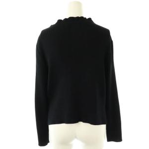 René フェイクパールスライダーフリルリブカーディガン 黒 ブラック /SS OS