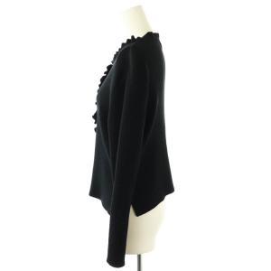René フェイクパールスライダーフリルリブカーディガン 黒 ブラック /SS OS