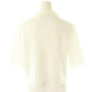 René フェイクパールボタン襟付き半袖ニットカーディガン セーター 36白 ホワイト /SS OS