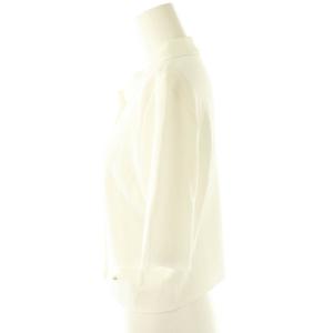 René フェイクパールボタン襟付き半袖ニットカーディガン セーター 36白 ホワイト /SS OS