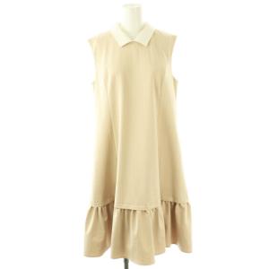 ベーシック Basic 襟付きストライプワンピース ロング 38 ベージュ /SS OS