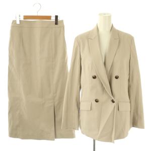 リネンブレンド ジャケット スカート セットアップ スーツ リネン混 M ライトグレージュ /ES OS