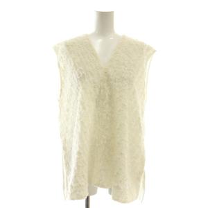 23SS カットジャカード Vネックプルオーバー ノースリーブ 36 白 ホワイト /SS OS