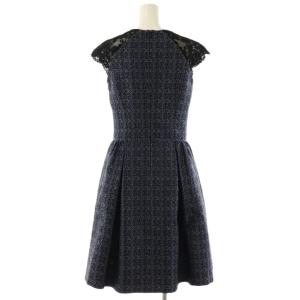 René TISSUE社生地レース切り替えワンピース 36 ブラック マルチカラー /DO OS