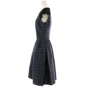 René TISSUE社生地レース切り替えワンピース 36 ブラック マルチカラー /DO OS