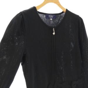 M'S GRACY カメリアジップリボンカーディガン 38 ブラック 118104 /DO OS