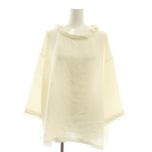 25SS ヴィンテージローン タックフリルブラウス 七分袖 F 白 ホワイト/AT OS