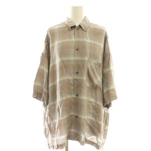 ダブルガーゼ チェック半袖シャツ F 茶 ブラウン グレー /SS OS