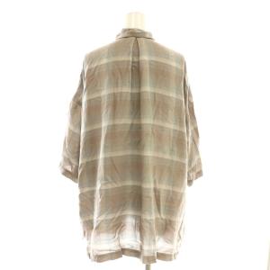 REMI RELIEF ダブルガーゼ チェック半袖シャツ F 茶 ブラウン グレー /SS OS