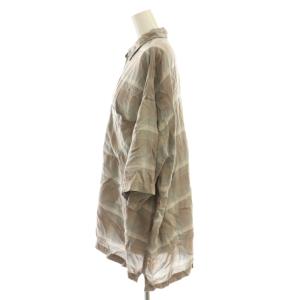 REMI RELIEF ダブルガーゼ チェック半袖シャツ F 茶 ブラウン グレー /SS OS