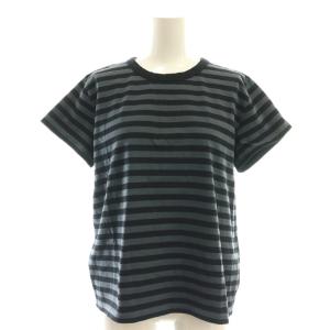 コットン ボーダーTシャツ カットソー 半袖 3 グレー ブラック /DF OS