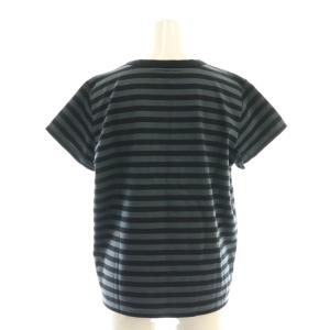 agnes b. コットン ボーダーTシャツ カットソー 半袖 3 グレー ブラック /DF OS