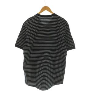 LOUIS VUITTON VネックボーダーTシャツ 半袖 コットン L 紺 ネイビー 白 ホワイト /SS OS