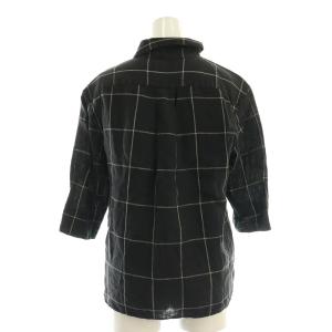 MARGARET HOWELL チェック柄リネンシャツ 7分袖 1 黒 ブラック /SS OS