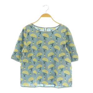 フラワー刺繍プルオーバーブラウス 半袖 9R サックスブルー /MY OS