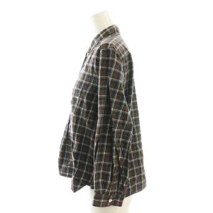 MARGARET HOWELL チェック柄プルオーバー長袖シャツ 2 茶 ブラウン グレー /SS OS