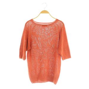 コットンリネンロールネック セーター カットソー 五分袖 2 レッド /MY OS