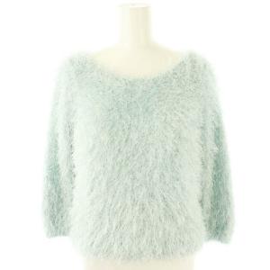 25SS ラメシャギー プルオーバー ニット セーター 八分袖 38 水色 /CX OS SH