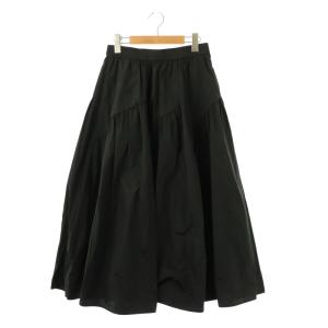 25SS タフタ切替えティアード スカート フレア 38 黒 /CX OS SH