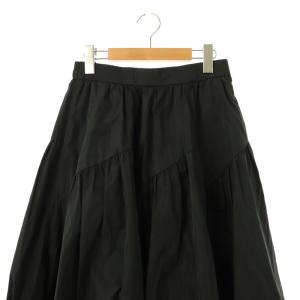 ANAYI 25SS タフタ切替えティアード スカート フレア 38 黒 /CX OS SH