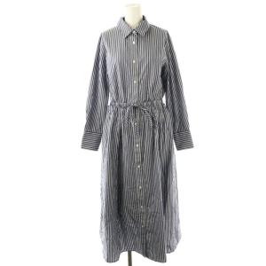 25SS ストライプドロストシャツ ワンピース ロング 38 ブルー /DF OS SH