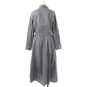 ANAYI 25SS ストライプドロストシャツ ワンピース ロング 38 ブルー /DF OS SH