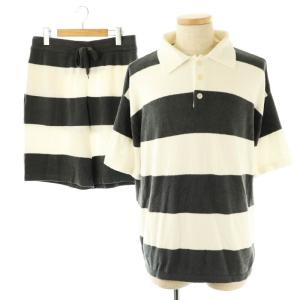 24AW スムーズィーliteボーダーハーフパンツ セットアップ ルームウェア ポロシャツ M チャコールグレー
