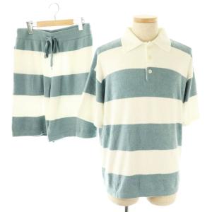 24AW スムーズィーliteボーダーハーフパンツ セットアップ ルームウェア ポロシャツ M スモークブルー