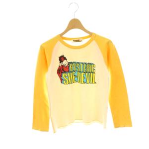 ロゴ プリント 長袖カットソー クルーネック F オレンジ アイボリー /AT OS