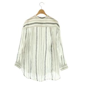 23区 24SS LIBECO バンドカラーシャツ リネン 38 ホワイト ダークグレー /DO OS