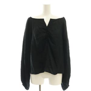 25SS ラスタークリースツイルパフブラウス 黒 ブラック /SS OS