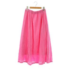 コットンクレープスカート フレア ロング カットオフ 38 ピンク /DF OS