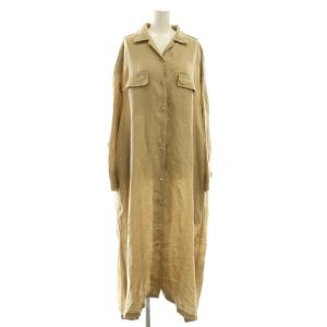 LONG SHIRT DRES ロングシャツ ドレス ワンピース S ベージュ /SS OS