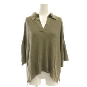 23SS 襟付きリネンニットプルオーバー カットソー 半袖 グレー /AT OS