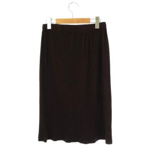 ISSEY MIYAKE プリーツ タイトスカート ミディ丈 3 ダークブラウン /ES OS