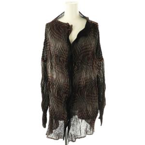 プリーツ ストライプ シャツ 2 ブラック グレー ブラウン