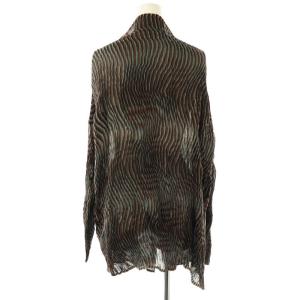 ISSEY MIYAKE プリーツ ストライプ シャツ 2 ブラック グレー ブラウン