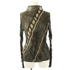 ツイスト加工プリーツシアー総柄ハイネックカットソー 長袖 2 マルチカラー /DO OS