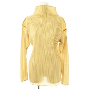 プリーツ長袖ハイネックカットソー M イエローベージュ /DO OS