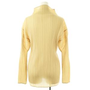 ISSEY MIYAKE プリーツ長袖ハイネックカットソー M イエローベージュ /DO OS