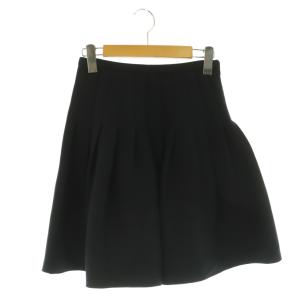 プリーツフレアスカート ウールシルク 2 黒 ブラック /SS OS